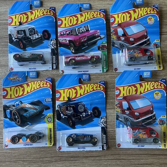 Hot Wheels Lot Of 6 Key Swap, Max Steal, Flipping Fast, Cruise Bruiser New - Picture 1 of 7